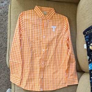Boys size 9-10 Tennessee Orange Gingham Button-Down Shirt